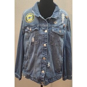 Green Bay Packers Adult Large Denim Jacket Football Jean Jacket Original NFL B18